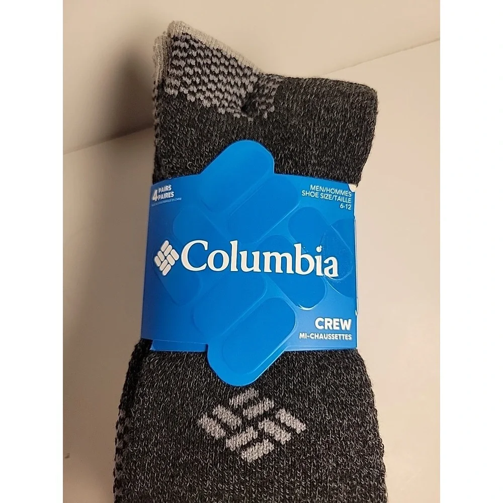 COLUMBIA Mens‎ Mid-Calf Moisture Control Arch Support Crew 4-Pack Socks 6-12